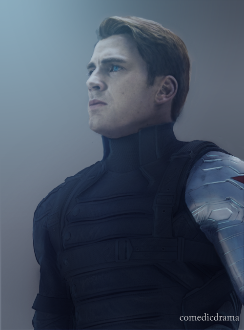 comedicdrama: Winter Soldier Steve, by comedicdrama (x) For @starandshield. Merry Christmas.   @chlorokin