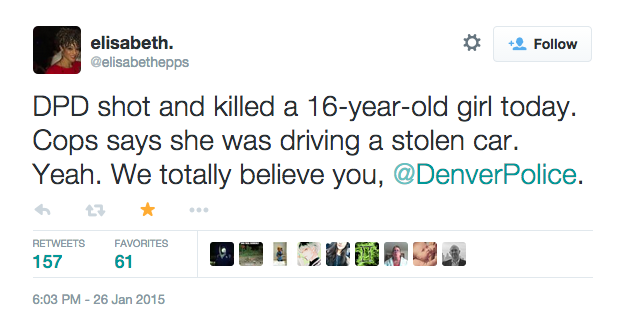 actjustly:  BREAKING: DENVER POLICE FATALLY SHOOT TEEN GIRL Denver police shot and