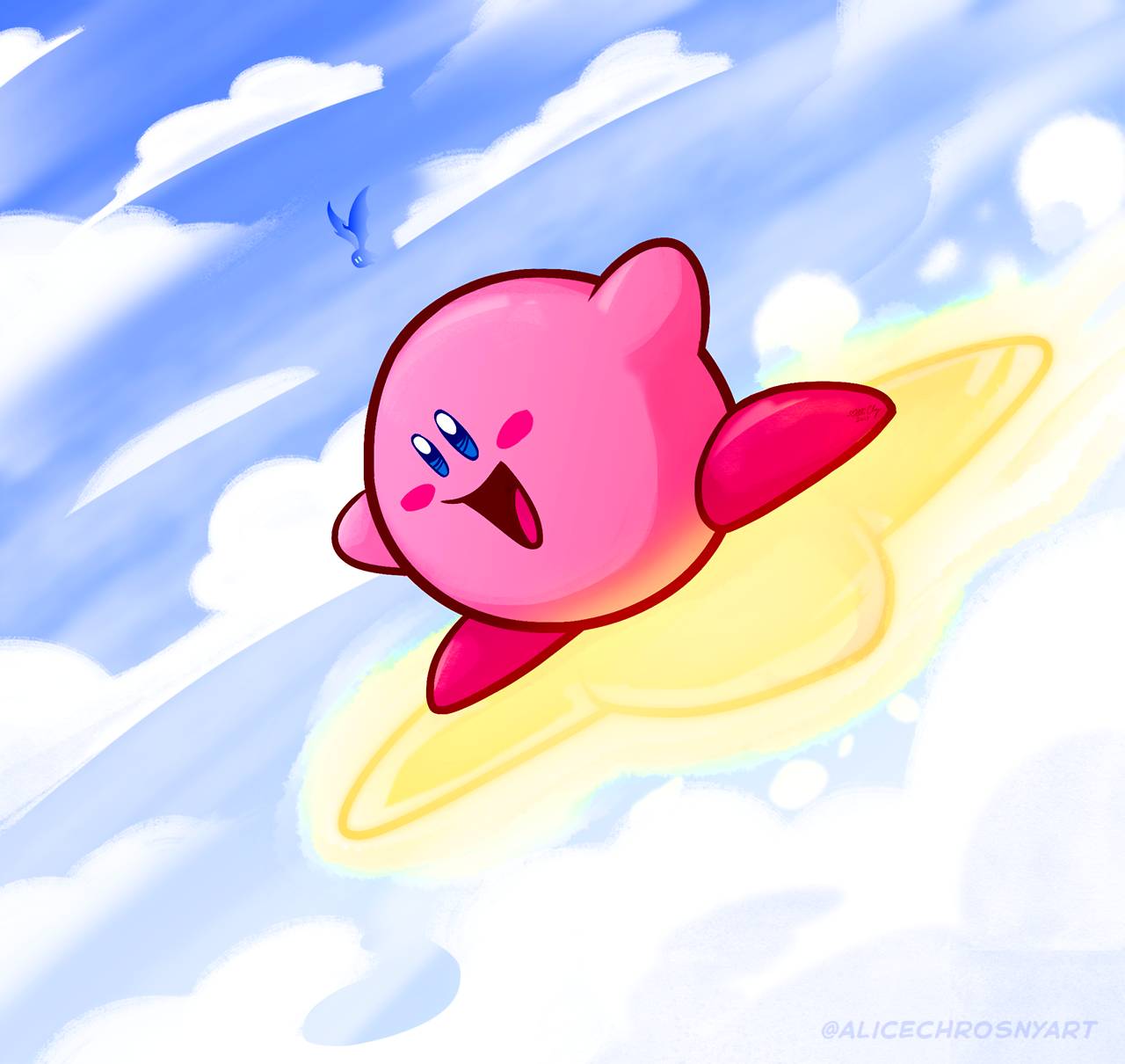 alicechrosnyart: Poyo! A little something for Kirby’s birthday! Happy 25th, ya
