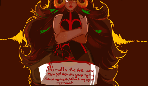 ARADIA. the one who escaped death’s grip by the skin of her teeth, without any signs of reproa