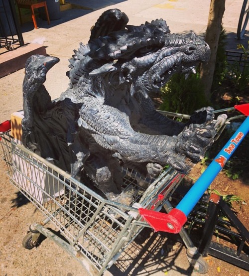 Don’t talk to my son that way! #bushwick #trash? #never #dragon #gargoyle #shoppingcart #trash