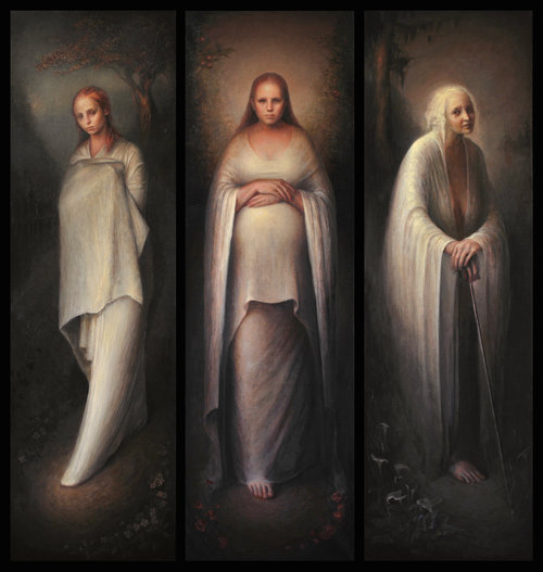 Luke Hillestad triptych “Maiden, mother and crone”