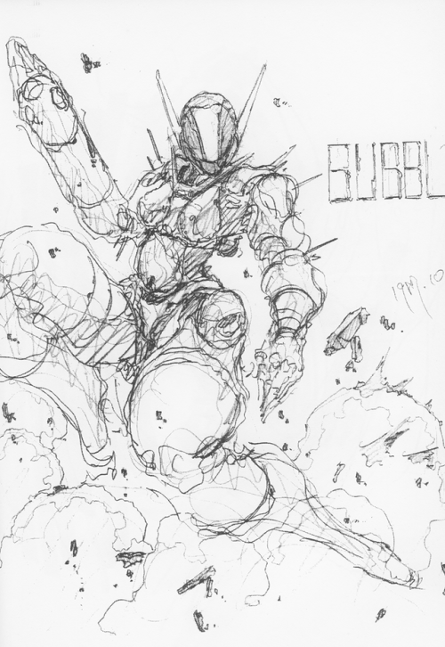 80sanime:Appleseed and Bubblegum Crisis sketches by Atsushi Yano from the 1988 animator doujinshi La