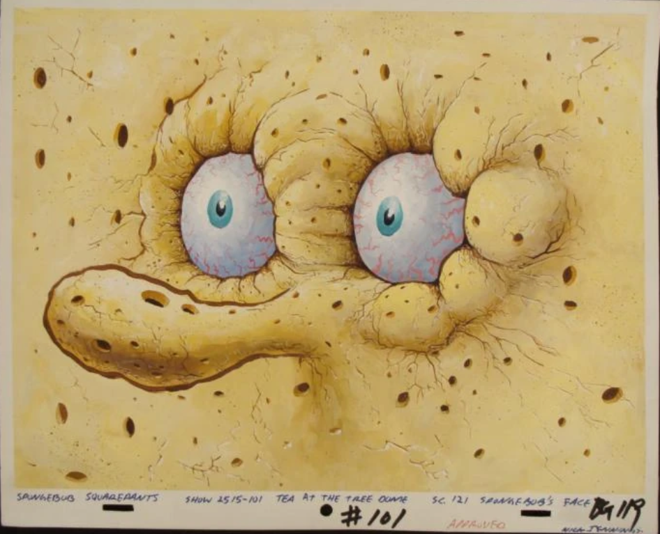 Original SpongeBob Sad Face Cel Background Production