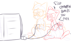 mrdegradation:Two foxes play smash Left as a sketch because I’m super tired:p