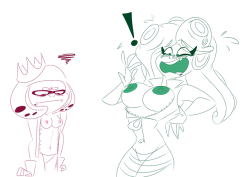 grimphantom2: feathers-butts:  This was going to go on my new commission sheet, in fact I made this solely for that purpose but I just plum forgot.  Ah well, you guys can have it. :3  You should do more of these! Nice reaction on Marina XD  both nommies~