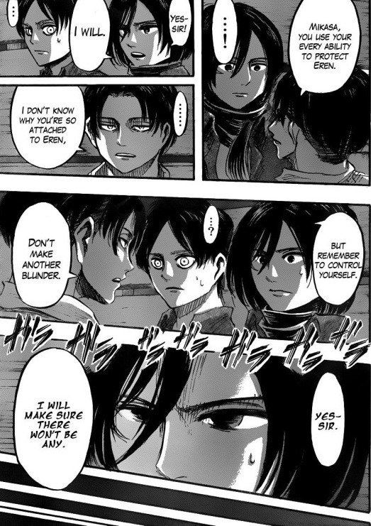 Titans ghost stories about Mikasa Ackerman also, "I don't know why you're obsessed with him...