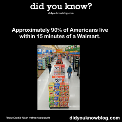 did-you-kno:  Approximately 90% of Americans live within 15 minutes of a Walmart. Source