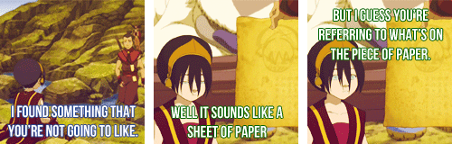 drawffee-machine:  laurapancakes:  The 5 times Sokka forgot Toph was blind and the time he didn&rsqu