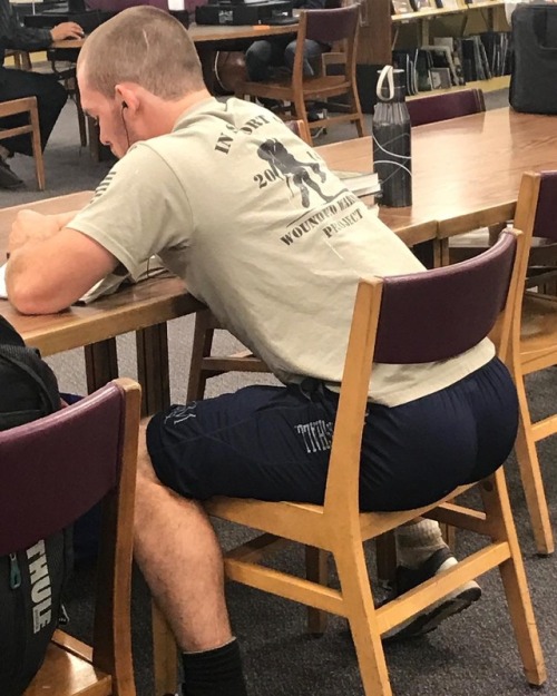 Sitting in the library and his ass kept calling to me…. lick me, eat me, fuck me…those