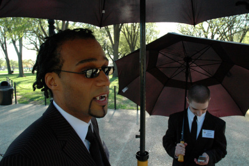 Members of the “Boston Direct Action Project” dressed as vampires impersonate public relations assoc