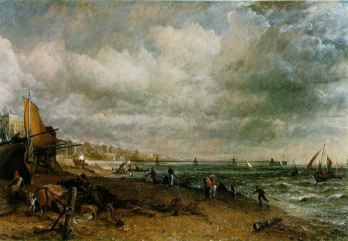 artmastered:  The Chain Pier, built in 1823, was Brighton’s first major pier. It was destroyed in 1896 after a brutal storm, but parts of the pier can still be seen during low tides. Both Turner and Constable famously painted the Chain Pier just a few