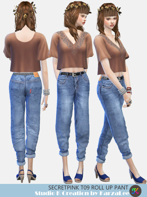 studio-k-creation:[SecretPink] T09 roll up pant (S4CC)standalone / base game / 24 swatches / new mes