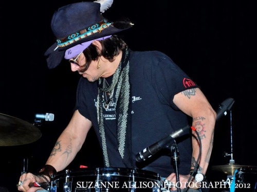 TBT:  Johnny Depp, playing the drums, 10 years ago, on March 30, 2012, during Bill Carter’s show at 