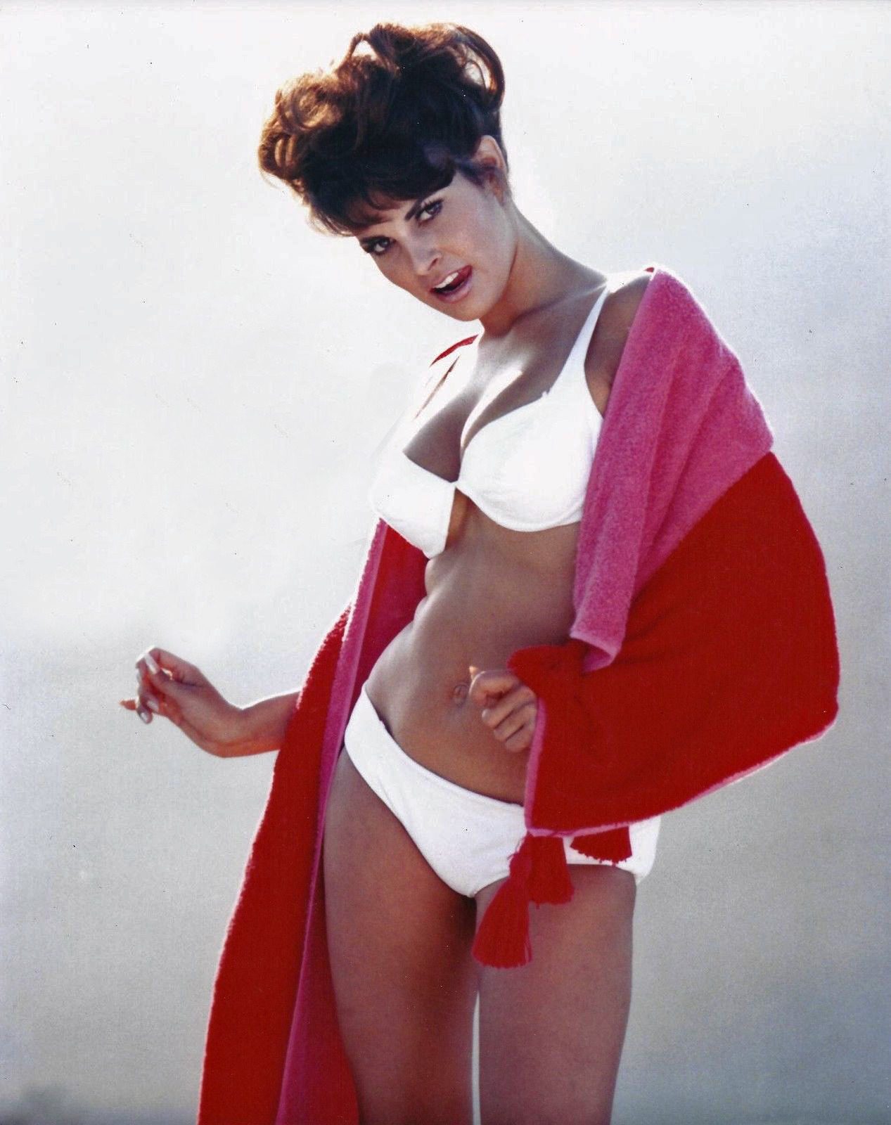vintageruminance:  Raquel Welch - white bikini, 1960s