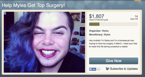 princesslifestylechoices: boyqueen: Alright tumblr fam! Here we go! I have 14 days to raise $8,500 f