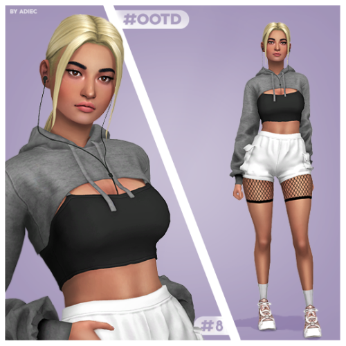 hair, earphones, top, shorts, fishnets, socks, shoescc credits  ♡ @wild-pixel, @cas-fulleditmode, @n