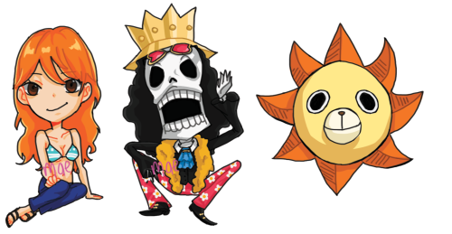 ONE PIECE CHIBIS… do i want to make stickers or charms hmmm or both???