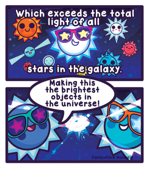 cosmicfunnies: I’m back! Time for a new entry on the brightest objects of the universe: Quasar