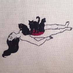 adipocere:  Hand embroidery on natural linen.