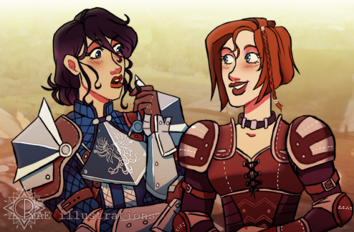 raeillustrations:  “I… have I ever told you I really like the way you wear your hair?” Cousland was prepared for battle, but not for pretty women giving her complements  