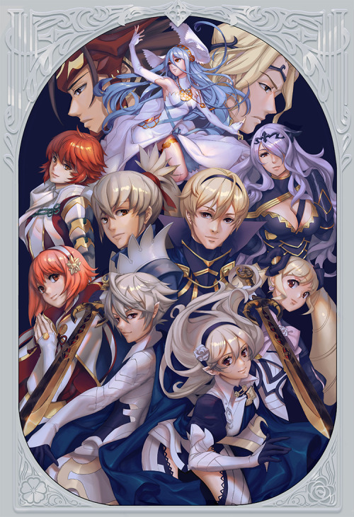 An illustration of the FireEmblem Fates Royal Family illustrated by LucidskyBias front and center :3