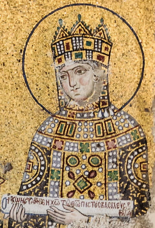 Emperor Constantine IX Monomachos and his wife Empress Zoe with Christ Pantocrator seated in the mid