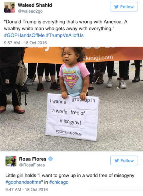 this-is-life-actually:  hell to the yes. women across the country are protesting outside Trump buildings with #GOPHandsOffMe and “Pussy Grabs Back.”  One woman’s “Trump is trash” sign is particularly good. follow @this-is-life-actually 