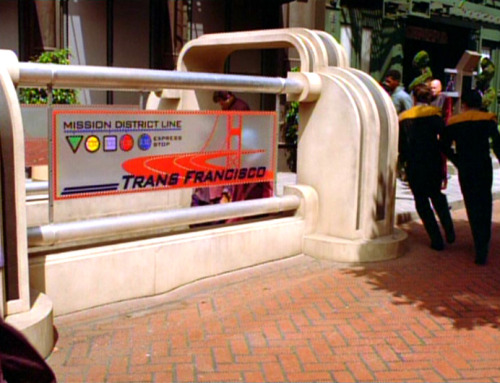 genderoftheday:  Today’s Gender of the day is: Trans Francisco [Image discription: a screencap from Star Trek: Voyager, showing an entrance to transportation services] [Image source] 