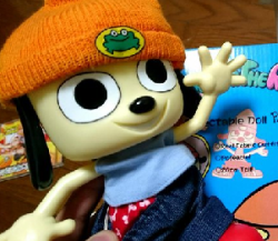 This Is An Image Of An Official Collectible Doll Of Parappa The Rapper, Settling,