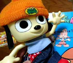 This is an image of an official collectible doll of Parappa the Rapper, settling, once and for all, the question: “Does Parappa wear boxers or briefs?”