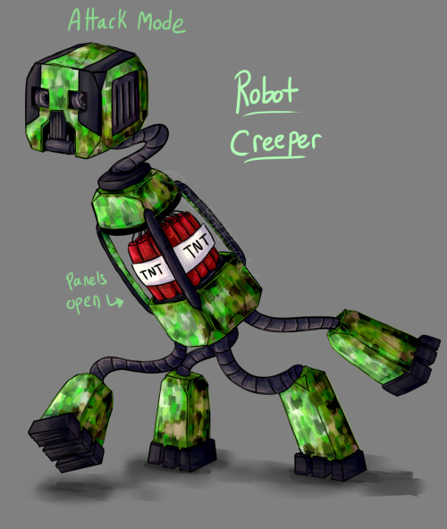 As I promised forever ago, I did the robot creeper to go with my robot enderman! I think the design 