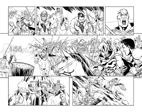 Double page spread sequence from issue five of The Covenant. Trade paperback collection available May 4 from Image Comics