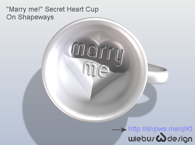 “Marry me!” - Hidden Heart Cup
Yesterday I published a special version of my Secret Heart Espresso Cup. It’s designated for the most exciting moment in life, when one takes his heart and looks into her eyes to ask her to live with him forever.
I wish...