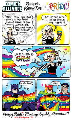 kateordie:  comicsalliance:  COMICS ALLIANCE PRESENTS KATE OR DIE IN PRIDE!Check out more Kate or Die at ComicsAlliance!  A new comic! Toot toot!