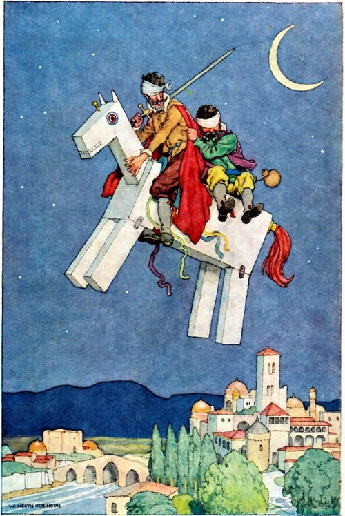 The imaginary flight.Miguel de Cervantes, The Adventures of Don Quixote de la Mancha, illustrated by