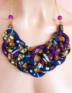 African necklace, Bib Necklace ,Tribal jewelry, Chinese knot necklace, Etsyitaliateam- Ankara fabric