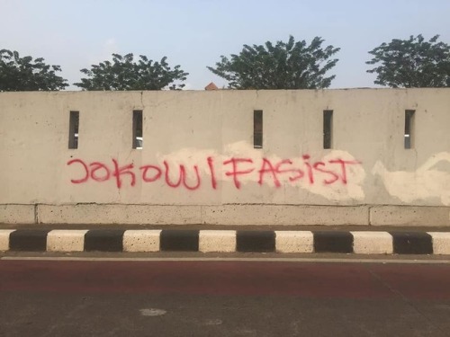 Anti-government graffiti seen around Jakarta following massive, riotous protests on the 23rd &amp; 2