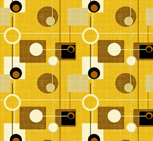 danismm:  Mod Atomic Fabric - Orbs And Squares. By Chicca Besso, via Spoonflower  