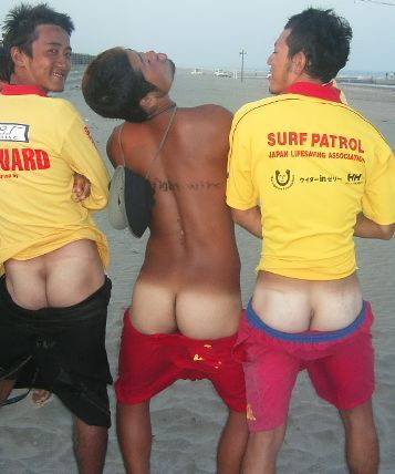 handsome males on the beach