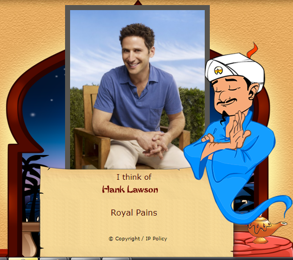 go to akinator. answer all questions truthfully about myself except for "no"