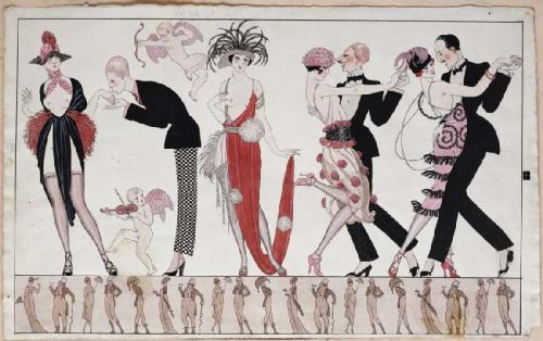 Le tango. George Barbier (French, 1882–1932). Watercolor with pen and ink.Barbier gave new meaning t