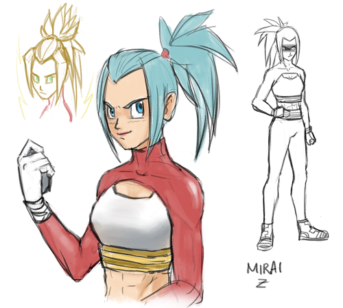 Sketch dump! My version of Bulla x Pan fusion, Mirai Trupan spawn, etc. 