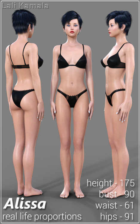 I presents my first female character for DAZ3D Studio.Alissa is a new high quality custom character 