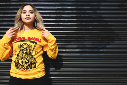 Globalbased photoshoot, just released our Santa Muerte long sleeves in black and yellow.Link bellowh