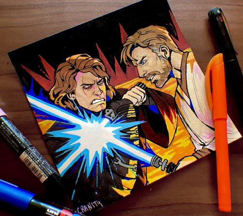 cranity:Drawtober part 1, Anakin vs Obi-Wan This duel was branded into my brain as a kid