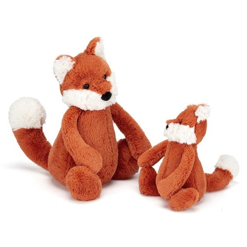 jellycat foxes![ ID: four pictures of stuffed red fox toys made by jellycat. the banner says, “do no