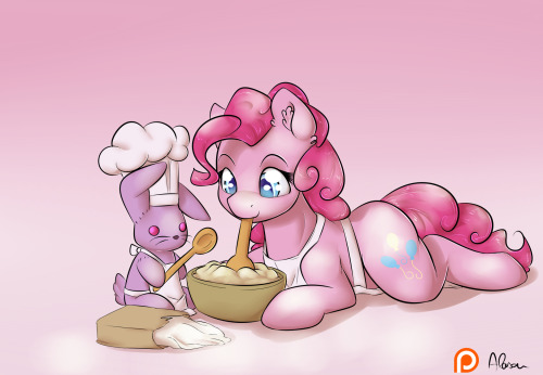 alasou:  Next picture made for patreon, a month in advance.This is the best baker around, Pinkie is learning right now.  <3