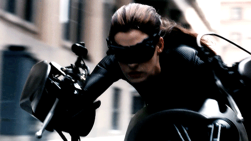 villanellie:Anne Hathaway as Catwoman driving the batpod in The Dark Knight Rises (2012)
