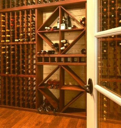 Wine Cellar Medium Milwaukee Inspiration For A Mid-sized Medium Tone Wood Floor And Brown Floor Wine